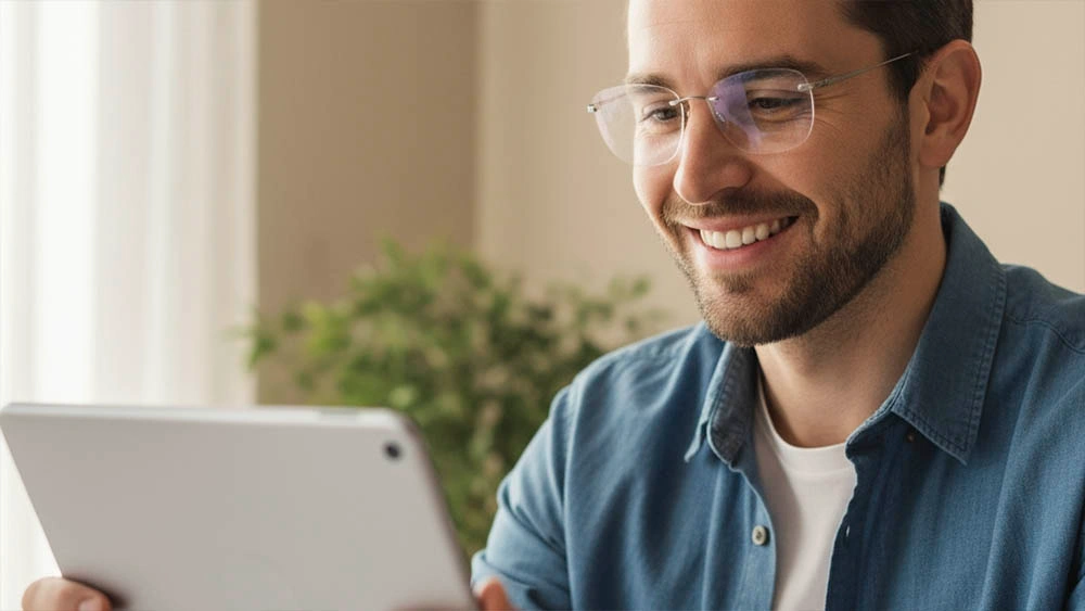 style hacks men online — smiling man on video call