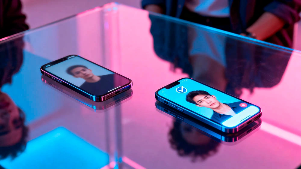 Real vs Filtered verified photo online dating example cinematic