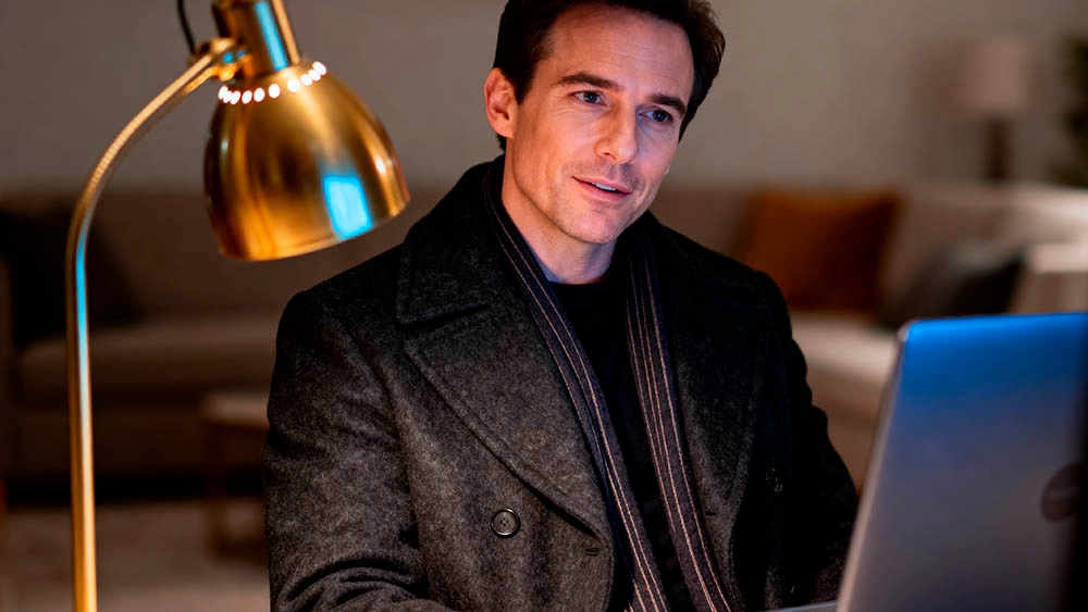 winter layering style men camera outfit on video call